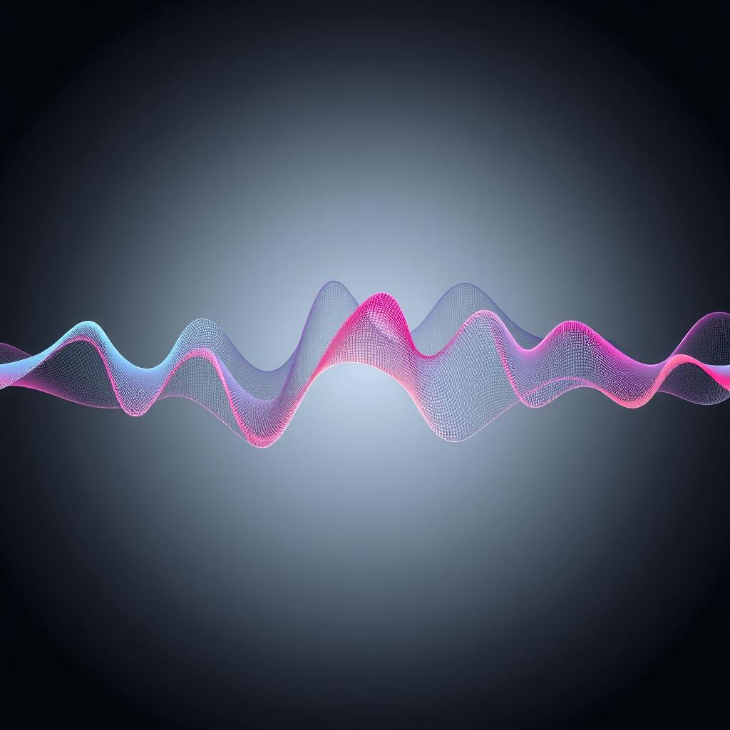 A highly detailed, photorealistic image of the audio frequency spectrum, showcasing a vibrant, undulating waveform flowing across the center of the frame. The waveform should be rendered with intricate, lifelike textures and depth, capturing the nuances and complexities of an audio signal. The background should be a minimalist, neutral tone that allows the frequency spectrum to take center stage, with subtle gradients or lighting effects to add depth and atmosphere. The overall composition should convey a sense of technical precision and the importance of audio quality in automotive sound systems.