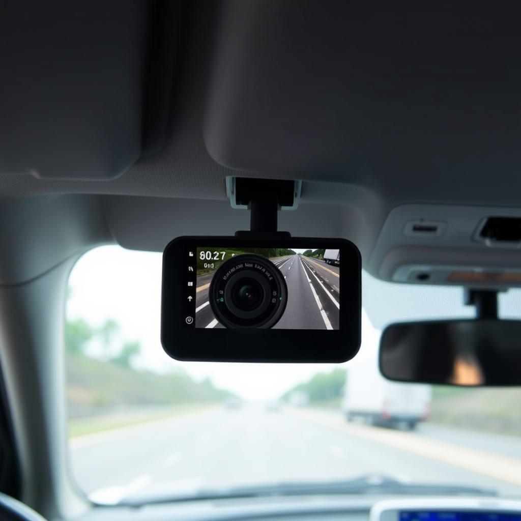 A real-time commercial fleet dash cam system, mounted at a strategic angle on the dashboard, captures the road ahead in sharp detail. The camera's high-resolution lens and low-light performance ensure clear video capture, even in challenging lighting conditions. The sleek, compact device blends seamlessly into the vehicle's interior, its discreet design minimizing visual distractions. Dynamic monitoring algorithms analyze the feed, detecting potential hazards and driver behavior patterns in real-time. Intuitive software consolidates fleet data, enabling fleet managers to monitor vehicle performance and driver safety with precision, all from a centralized dashboard interface.